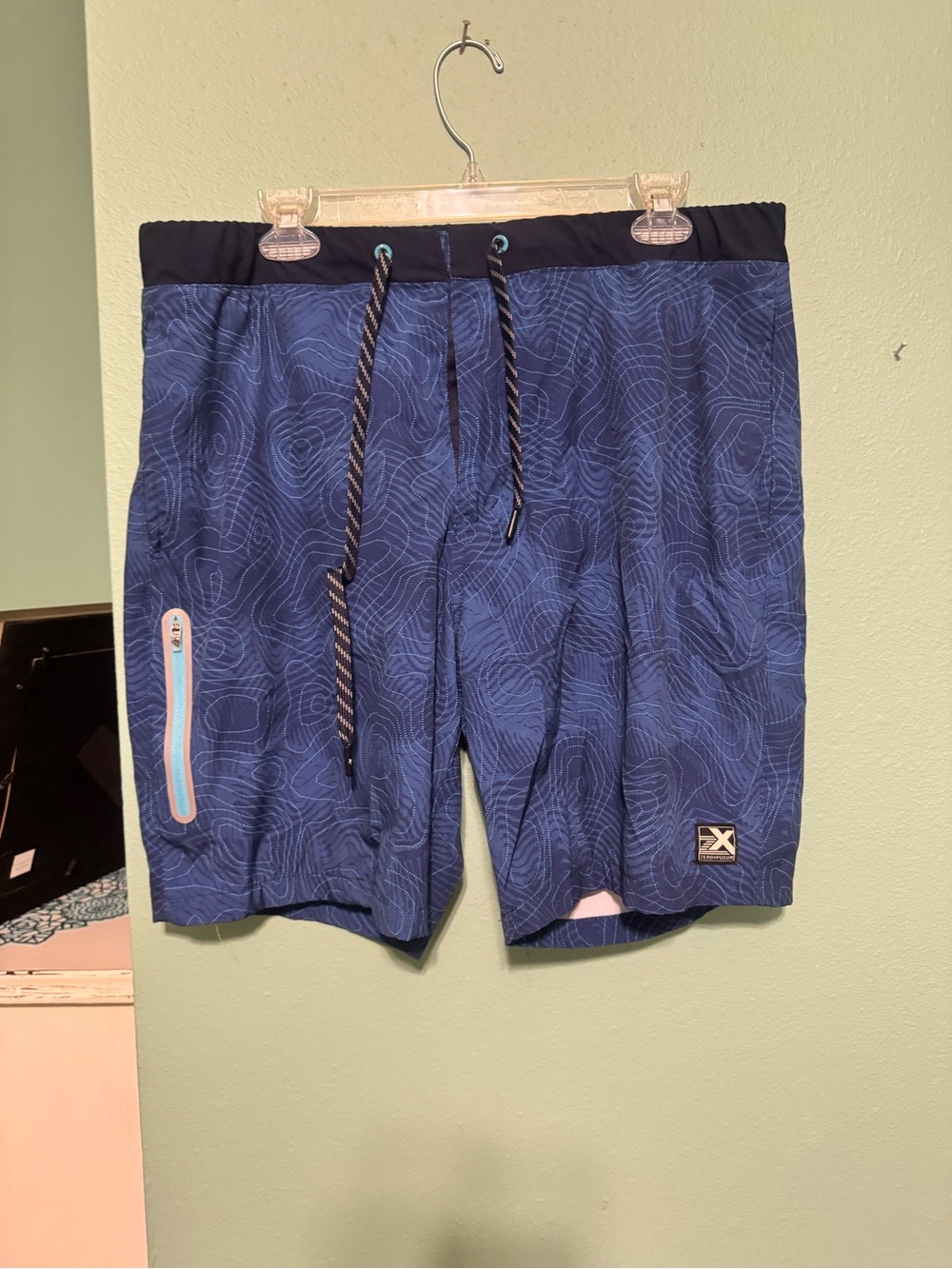ZeroXposur Men's Navy Blue Topographic Swim Board Shorts